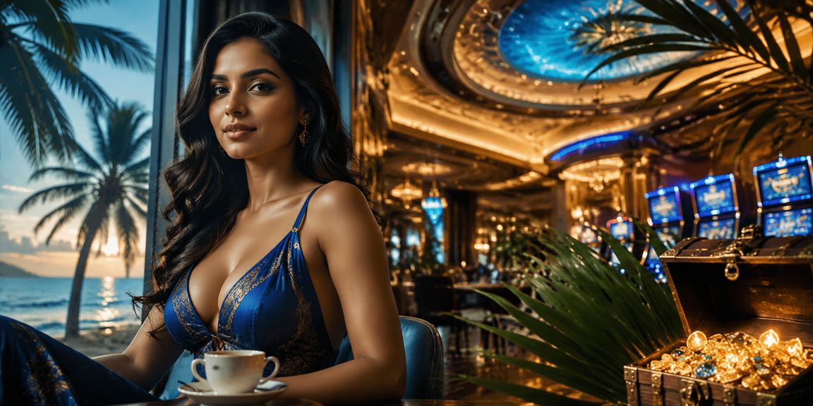 India entertainment casino interior with blue and gold tones
