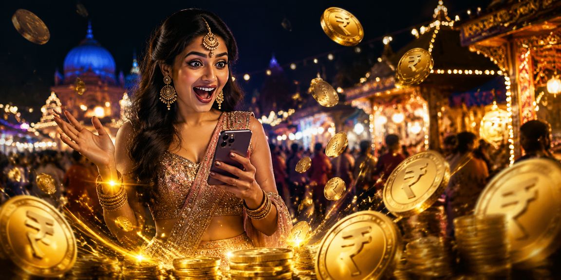 Bright Indian slot game interface showing rupee symbol wins